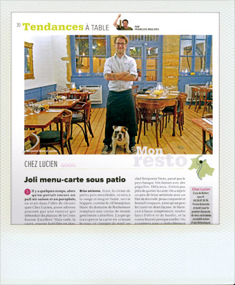 Avis restaurant Chez Lucien à Lyon dans le magazine Tribune de Lyon