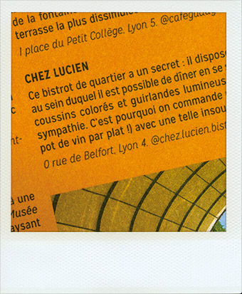 Critique restaurant Chez Lucien à Lyon dans le magazine Lyfe